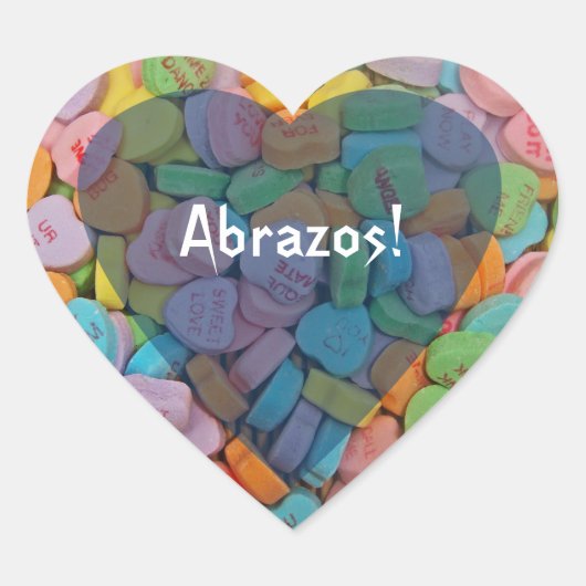 Abrazos-Snoep Hearts - Zeg het in het Spaans Hart Sticker (Voorkant)