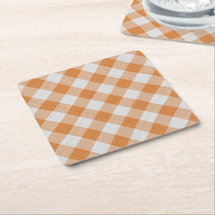 Abriek Oranje land Cottage Gingham Stripes Kartonnen Onderzetters