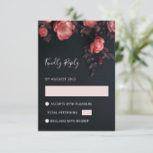 Abrikoos 3D Rozen Bruiloft RSVP Kaartje (Staand voorkant)
