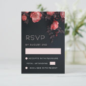 Abrikoos 3D Rozen Bruiloft RSVP Kaartje (Staand voorkant)