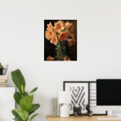 Abrikoos Amaryllis Flowers Art Print Poster (Thuiskantoor)