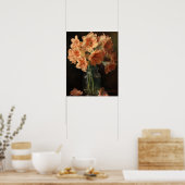 Abrikoos Amaryllis Flowers Art Print Poster (Keuken)