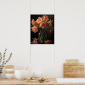 Abrikoos Amaryllis Flowers Art Print Poster (Keuken)