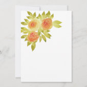 Abrikoos Aquarel Rozen Groene Feestje Kaart (Achterkant)