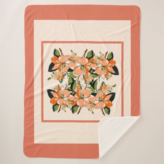 Abrikoos Azalea op Cream King Maat Sherpa Deken (Voorkant)