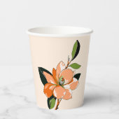 Abrikoos Azalea op Crème Papieren Bekers (Achterkant)