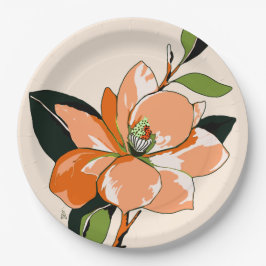 Abrikoos Azalea op Crème Papieren Bordje