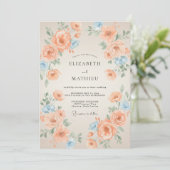 Abrikoos Azure Ranunculus Gedempte Eucalyptus Brui Kaart (Staand voorkant)