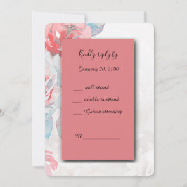 abrikoos Bloemen waterverf roos RSVP Reageerkaart