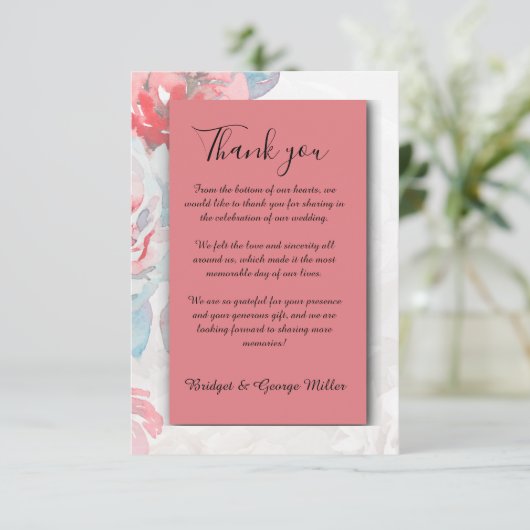 abrikoos Bloemen waterverf wilde bloem roos bruilo Bedankkaart (Staand voorkant)