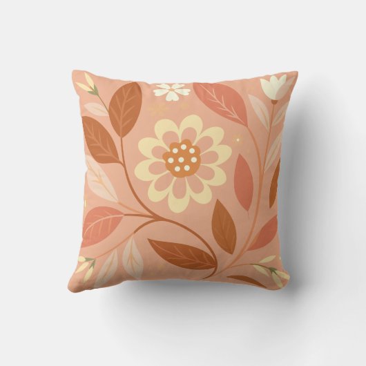 Abrikoos Blush Floral Garden Sierkussen (Achterkant)