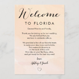 Abrikoos bruiloft welkomstbrief & routebeschrijvin programmakaart