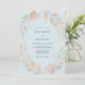 Abrikoos Celeste Loof Eucalyptus Bruiloft Kaart (Staand voorkant)