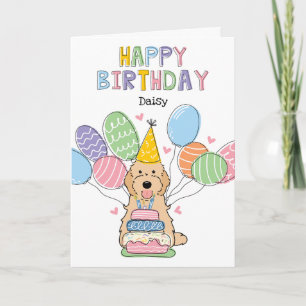Abrikoos Cockapoo Cavapoo Hond Gelukkige Verjaarda Kaart