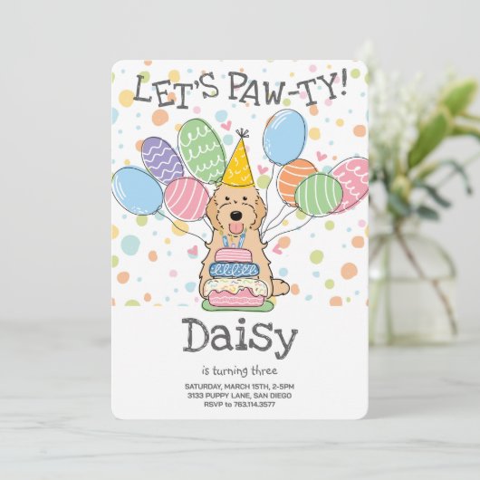 Abrikoos Cockapoo Cavapoo Hond Verjaardagsfeest Kaart (Staand voorkant)