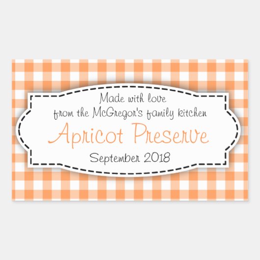 Abrikoos conserveren jam sinaasappel voedsellabel  rechthoekige sticker (Voorkant)