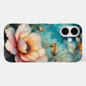 Abrikoos Cosmos bloem op turquoise achtergrond Case-Mate iPhone Case (Achterkant (horizontaal))