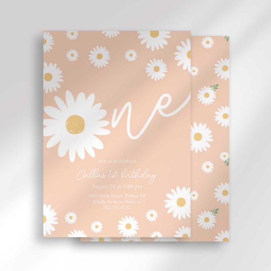 Abrikoos Daisy 1e Verjaardag uitnodiging