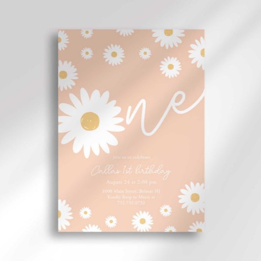 Abrikoos Daisy 1e Verjaardag uitnodiging