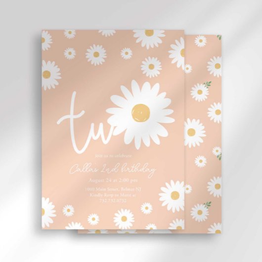 Abrikoos Daisy 2e Verjaardag uitnodiging