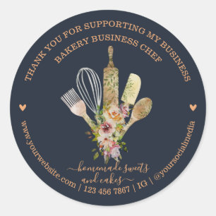 Abrikoos Donker Marine Catering Bakkerij Chef Ronde Sticker