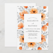 Abrikoos Elegante Lente Bruiloft Kaart (Voorkant / Achterkant)