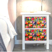 Abrikoos en Paarse bloemmotief Decoupage