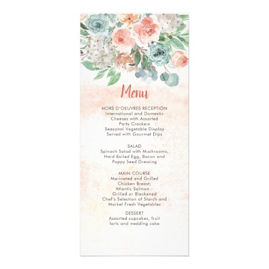 Abrikoos en Wasabi Groene Waterverf Bloemenbruilof Reclamekaart (Voorkant)