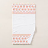 Abrikoos en wit zeshoekig patroon bad handdoek (Handdoek)