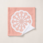 Abrikoos en witte abstracte moderne mandala bad handdoek (Wasdoekje)