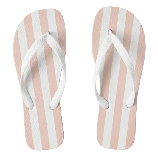 Abrikoos en witte verticale strepen teenslippers (Voetbed)