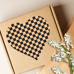 Abrikoos en Zwart Geruite Vintage Hart Sticker<br><div class="desc">Abrikoos en Zwart Geruite Vintage</div>