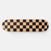 Abrikoos en Zwart Geruite Vintage Persoonlijk Skateboard (Horizontaal)
