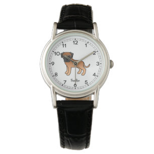Abrikoos Engelse Mastiff Schattige Cartoon Hond & Horloge