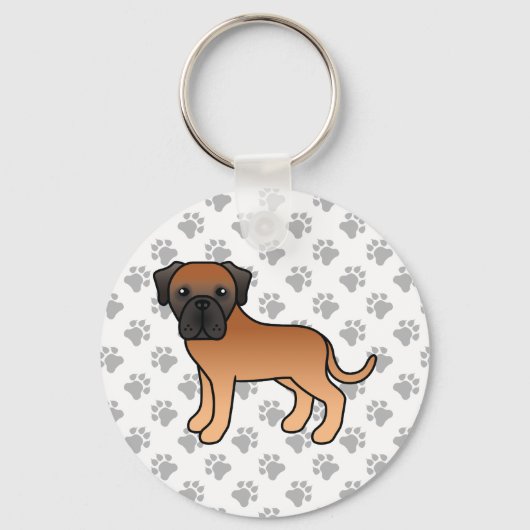 Abrikoos Engelse Mastiff Schattige Cartoon Hond Sleutelhanger (Voorkant)