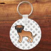 Abrikoos Engelse Mastiff Schattige Cartoon Hond Sleutelhanger (Voorkant)
