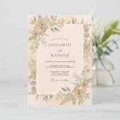 Abrikoos Eucalyptusblad Bruiloft Kaart (Staand voorkant)