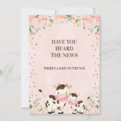 Abrikoos Floral Heard Nieuws Koe Baby shower Kaart (Achterkant)