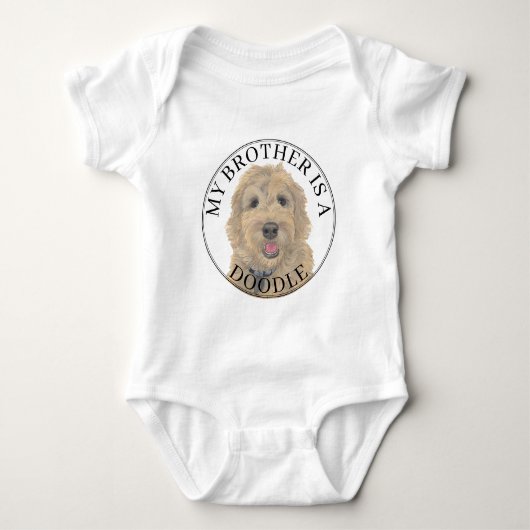 Abrikoos Golden Doodle Hond Grote Broer Romper (Voorkant)