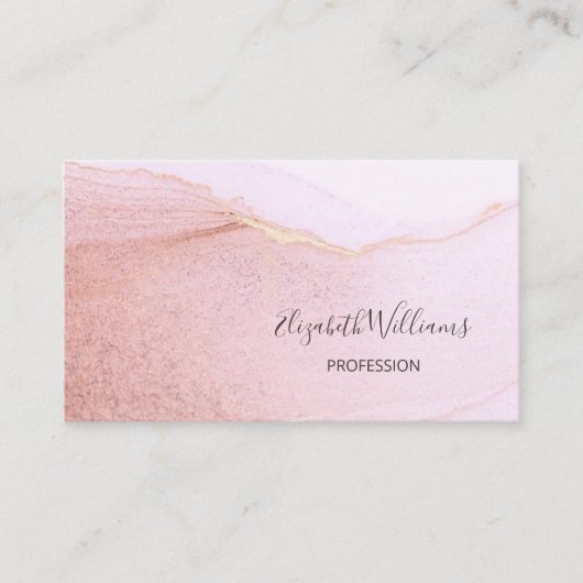 Abrikoos gouden inkt marmer | QR-code Visitekaartje (Voorkant)