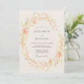 Abrikoos Gouden Wilde Bloemen Bruiloft Kaart (Staand voorkant)