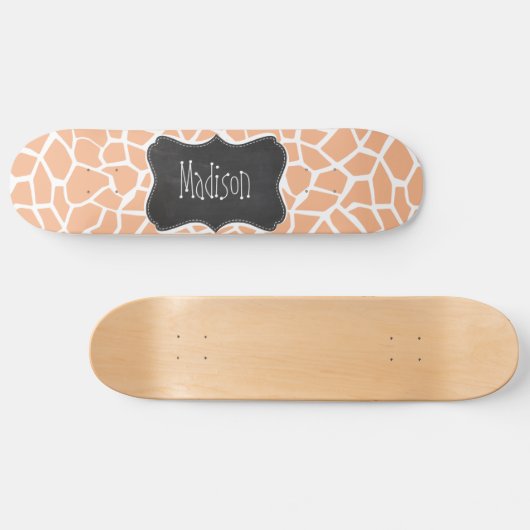 Abrikoos Kleur Giraffe Print;  schoolbord Skateboard (Horizontaal)