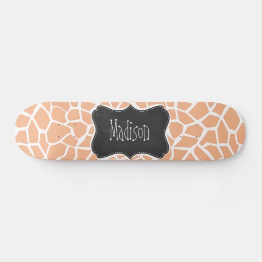 Abrikoos Kleur Giraffe Print;  schoolbord Skateboard (Horizontaal)