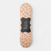 Abrikoos Kleur Giraffe Print;  schoolbord Skateboard (Voorkant)