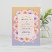Abrikoos Lavendel Whimsical Lentewedding Kaart (Staand voorkant)