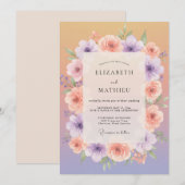 Abrikoos Lavendel Whimsical Lentewedding Kaart (Voorkant / Achterkant)