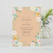 Abrikoos levendig lentewedding kaart (Staand voorkant)