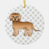 Abrikoos Mini Goldendoodle Cartoon Hond & Tekst Keramisch Ornament (Voorkant)