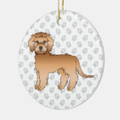 Abrikoos Mini Goldendoodle Cartoon Hond & Tekst Keramisch Ornament (Links)