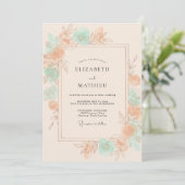 Abrikoos Mint Romantische Lente Bruiloft Kaart (Staand voorkant)